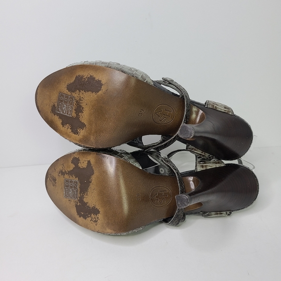 Ash Patent Leather Gray Reptile Snakeksin Platform Heels - Picture 7 of 10